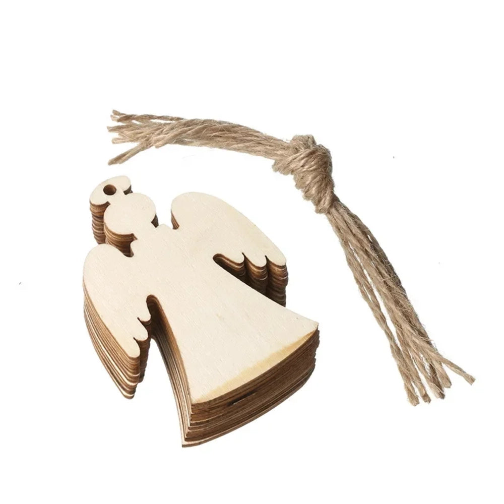 Lot de 10 ornements de Noël en bois en forme d'ange