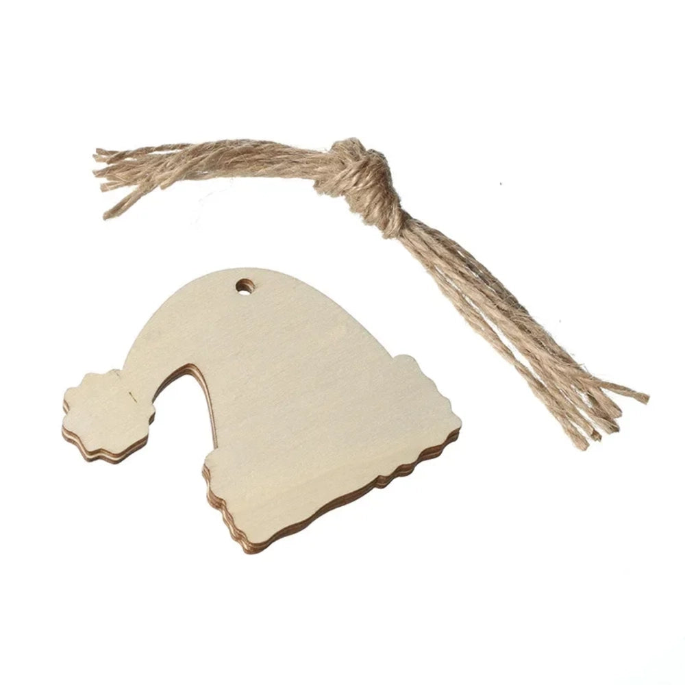 Lot de 10 ornements en bois bonnet de Noël à peindre