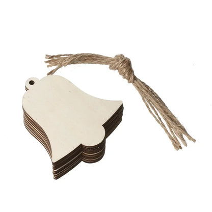 Lot de 10 ornements de Noël en bois en forme de cloche