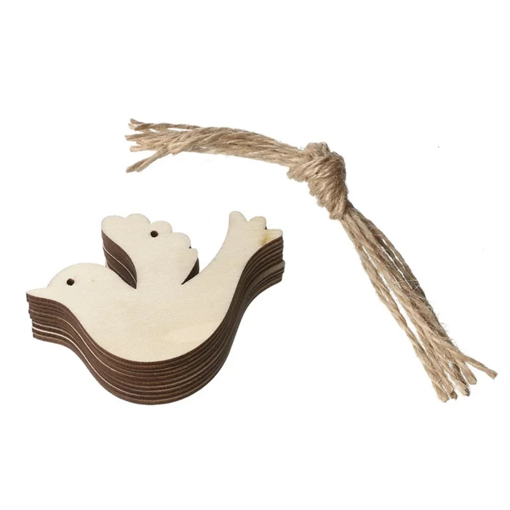 Lot de 10 ornements de Noël en bois en forme de colombe