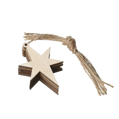 Lot de 10 ornements de Noël en bois étoile à 6 branches