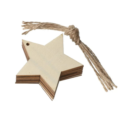 Lot de 10 ornements de Noël en bois étoile à 5 branches
