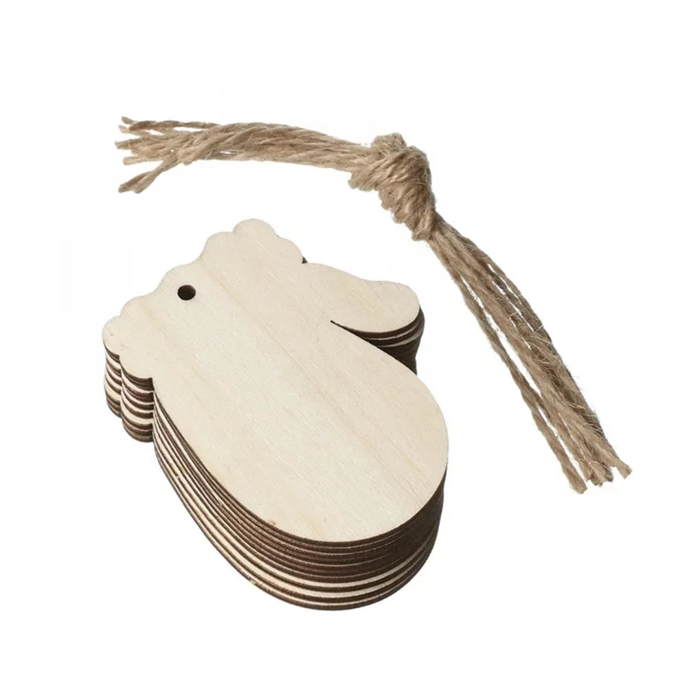 Lot de 10 ornements de Noël en bois en forme de moufle