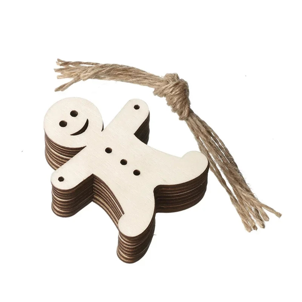 Lot de 10 ornements en bois bonhomme en pain d'épice