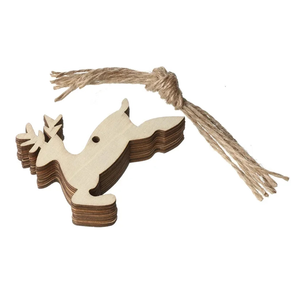 Lot de 10 ornements de Noël en bois renne bondissant
