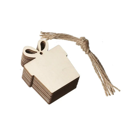 Lot de 10 ornements en bois paquet cadeau avec nœud