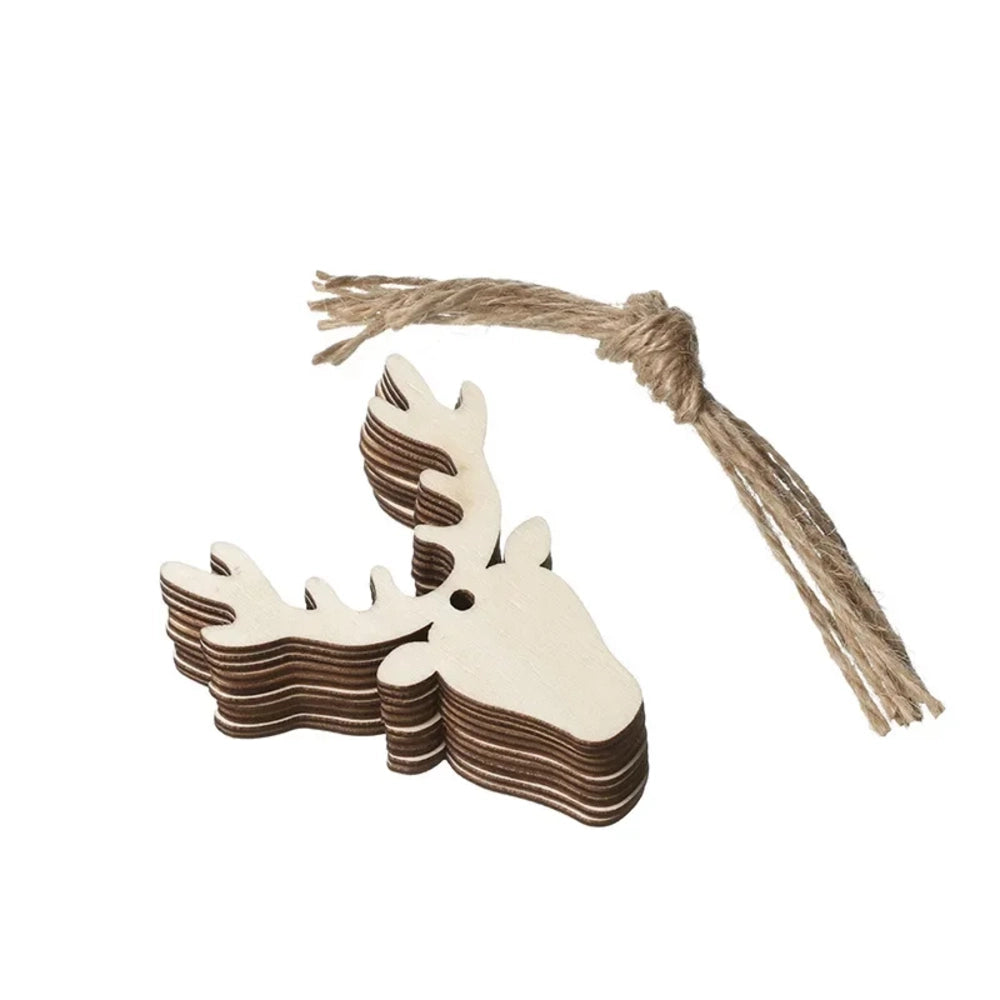 Lot de 10 ornements de Noël en bois tête de cerf à peindre