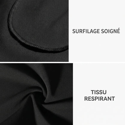 Pantalon bambou grande taille homme, gros plan tissu respirant et surfilage soigné