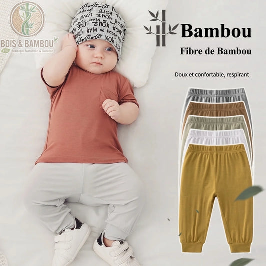 Pantalon léger bébé bambou, gamme des 5 coloris unisexes pour garçons et filles 3 mois-3 ans