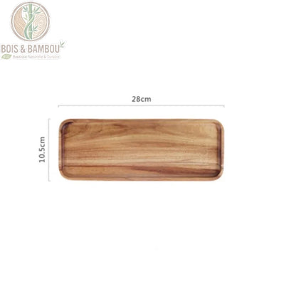 Plateau bois acacia naturel rectangulaire 28x10cm cotes dimensions blanc - Bois et Bambou Eco