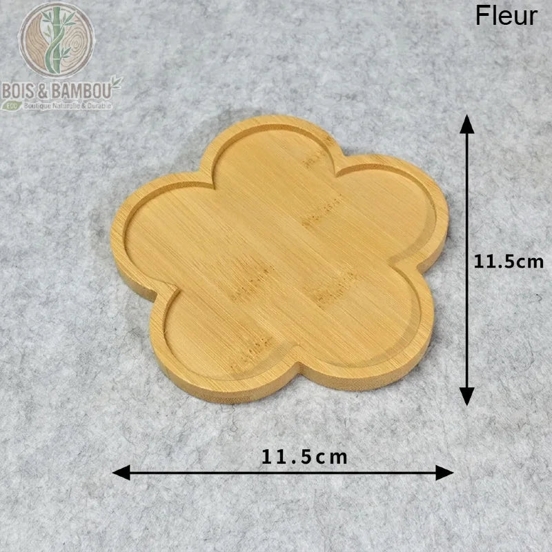 Plateau bambou naturel forme fleur 11,5 cm, vide-poche et support bijoux - Bois Et Bambou Eco