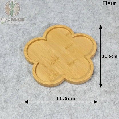 Plateau bambou naturel forme fleur 11,5 cm, vide-poche et support bijoux - Bois Et Bambou Eco