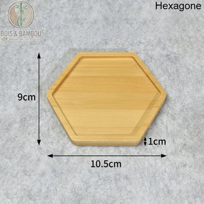 Plateau bambou naturel forme hexagone 10,5 par 9 cm, vide-poche et support bijoux - Bois Et Bambou Eco