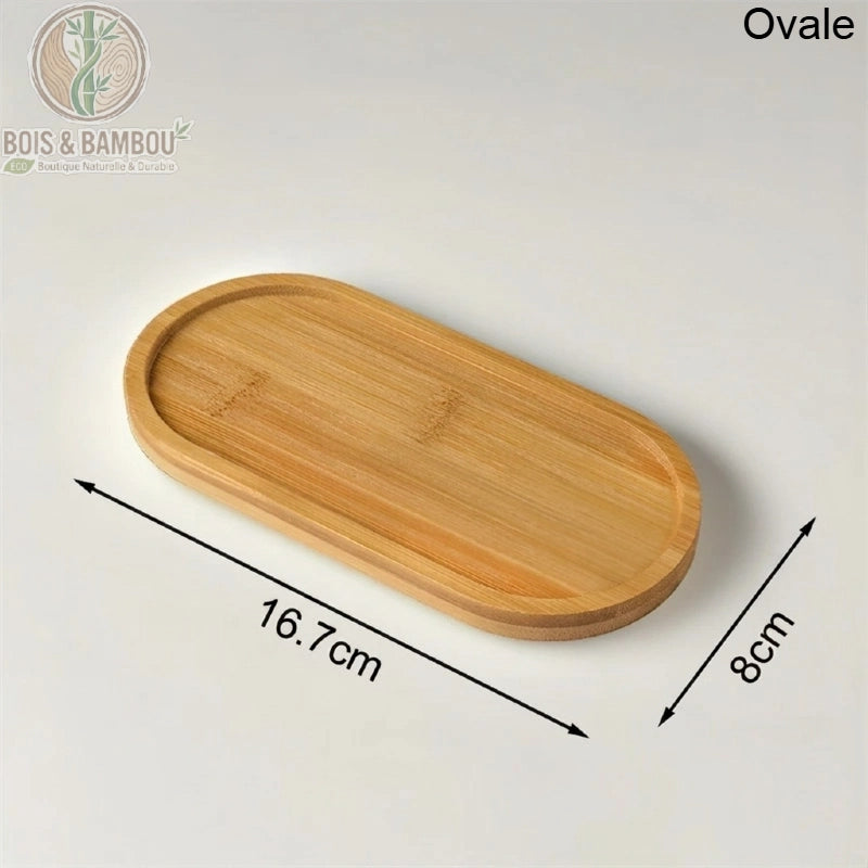 Plateau bambou naturel forme ovale 16,7 par 8 cm, soucoupe et dessous de verre - Bois Et Bambou Eco