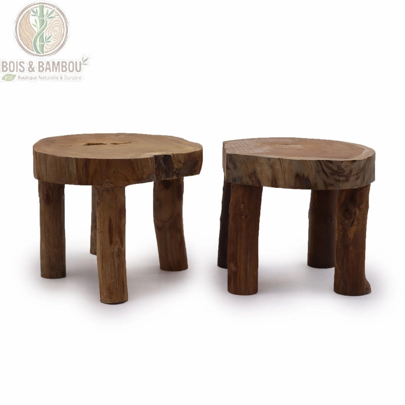 Paire de supports à plante bois teck taille 27 x 20 cm, pieds hauts