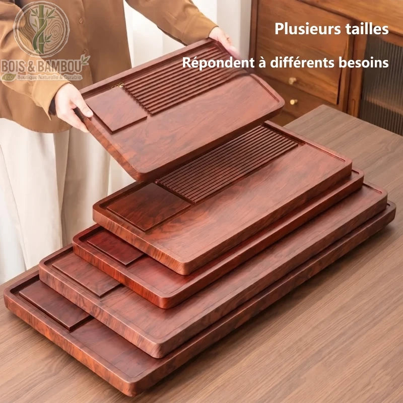 Plateau a the en bambou comparaison epaisseur 3 formats empiles fond bois - Bois et Bambou Eco