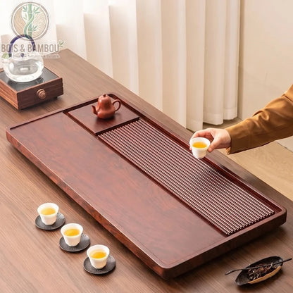 Plateau a the en bambou avec drainage integre service the complet tasses - Bois et Bambou Eco