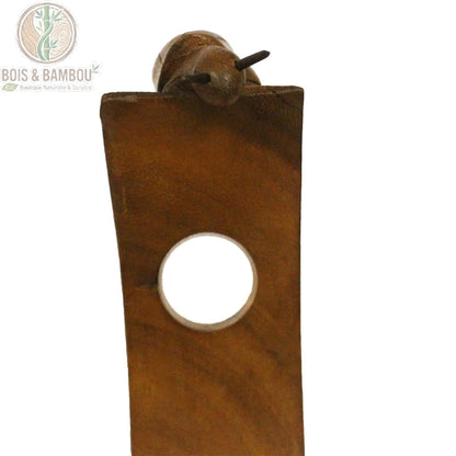 Porte-bouteille en équilibre bois brun, détail sculpture escargot antennes rapportées Bois Et Bambou Eco