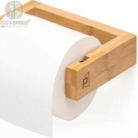 Gros plan sur le porte-papier hygiénique en bambou, design minimaliste et finition naturelle, Bois Et Bambou Eco