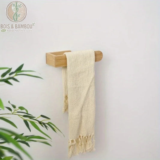 Porte-serviettes mural en bambou poli à la main, fixation sans perçage dans une salle de bain zen, Bois Et Bambou Eco