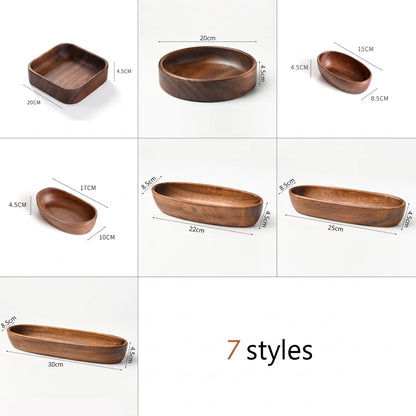 Bol à salade en bois massif japonais, planche des sept formes et dimensions disponibles
