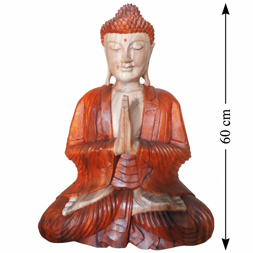 Statue de Bouddha en bois de Suar, schéma de la hauteur de 60 cm