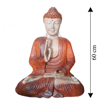 Statue de Bouddha en bois de Suar, schéma de la hauteur de 60 cm