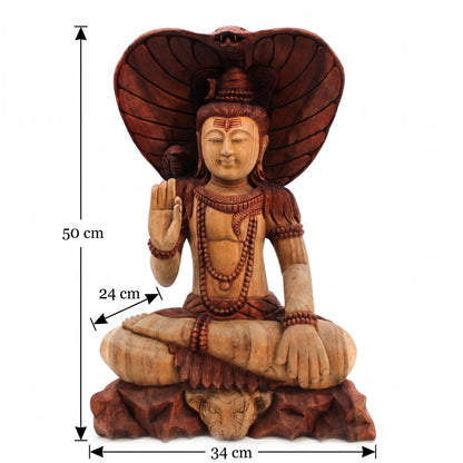Statue de Shiva au cobra en bois de Suar, schéma des dimensions