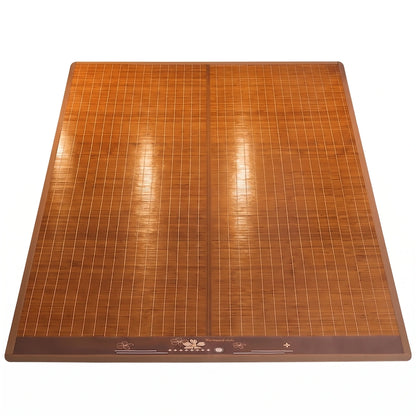 Tapis de lit bambou grand lit finition soie glacée miroir, vue à plat sur fond blanc
