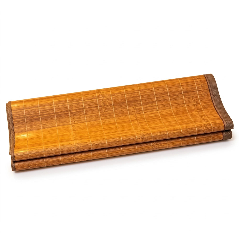 Tapis de lit bambou naturel plié en deux, format compact pour le rangement