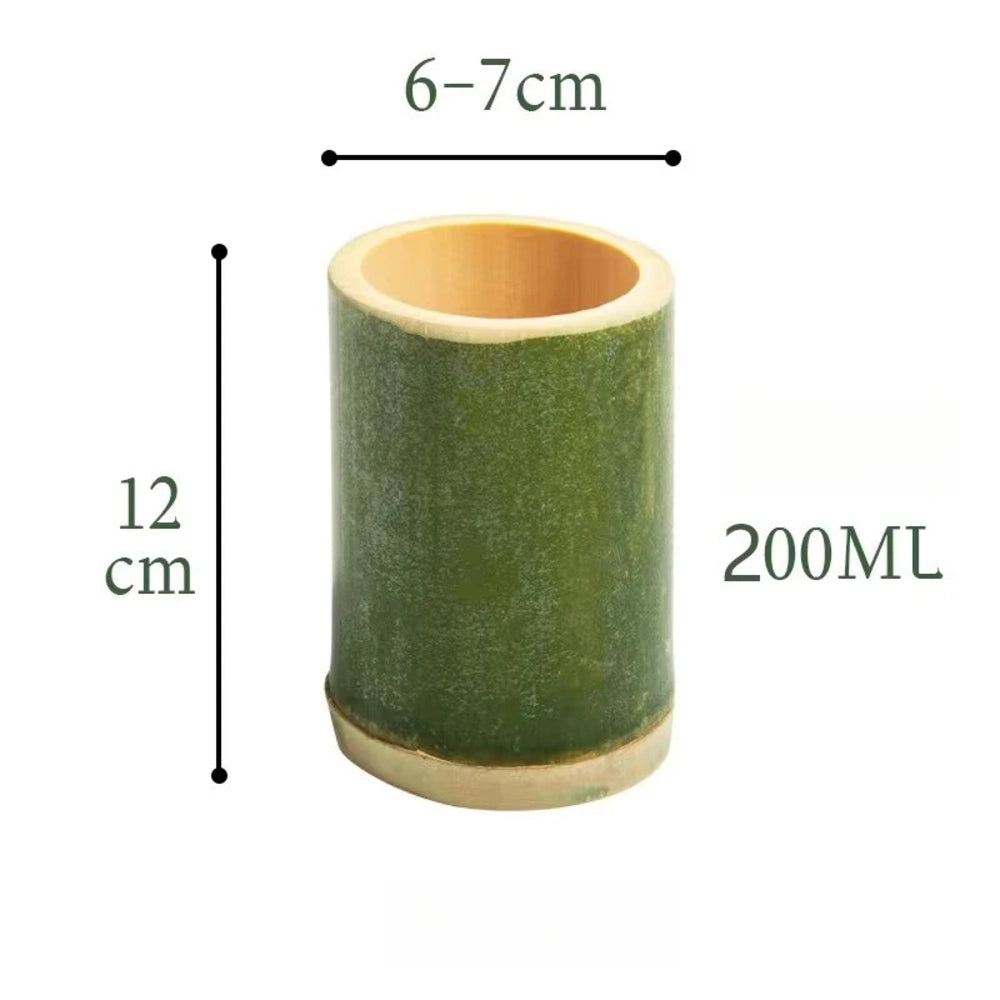 Tasse en bambou tube vert naturel, petit diamètre 6 à 7 cm, contenance 200 ml