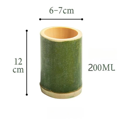Tasse en bambou tube vert naturel, petit diamètre 6 à 7 cm, contenance 200 ml