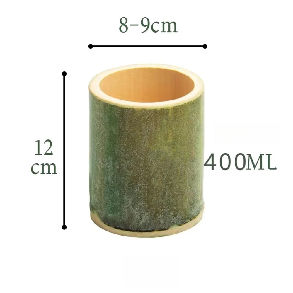 Tasse en bambou tube vert naturel, diamètre 8 à 9 cm, contenance 400 ml