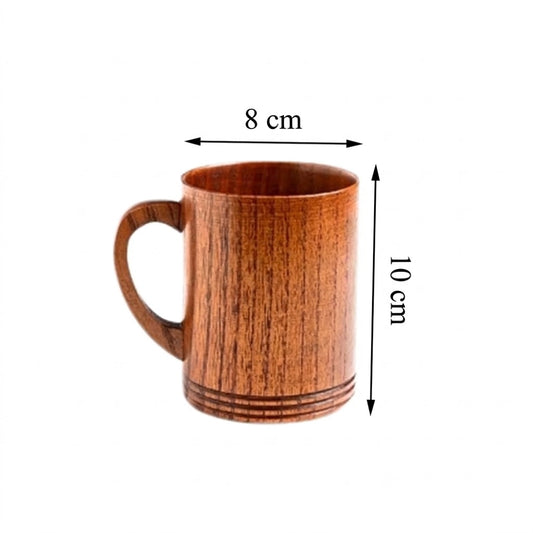 Schéma des dimensions de la tasse en bois cylindrique avec anse, hauteur 10 cm et diamètre 8 cm