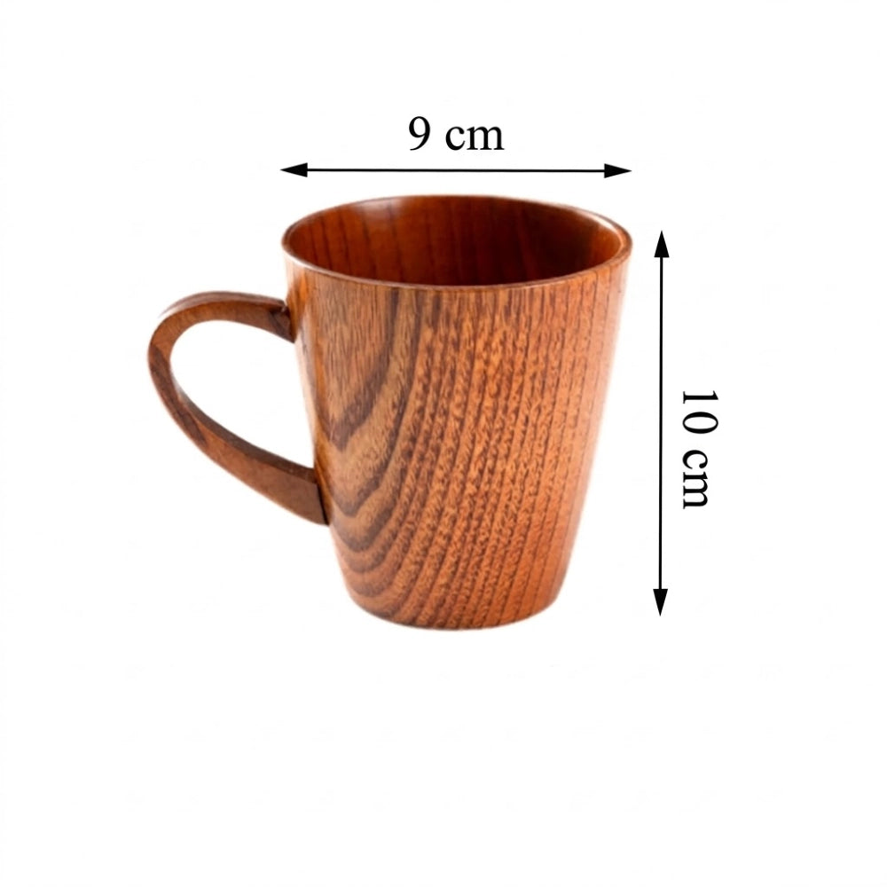Schéma des dimensions de la tasse en bois évasée avec anse, hauteur 10 cm et diamètre 9 cm