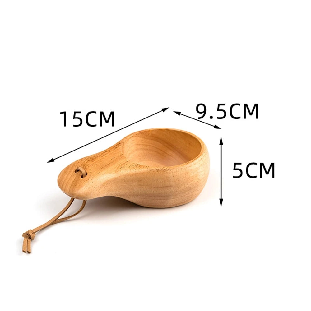 Dimensions de la tasse en bois style kuksa, modèle large et bas, 15 x 9,5 x 5 cm