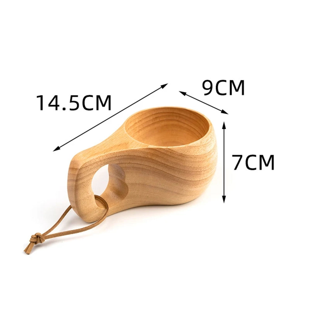 Dimensions de la tasse en bois style kuksa, modèle anse arrondie, 14,5 x 9 x 7 cm